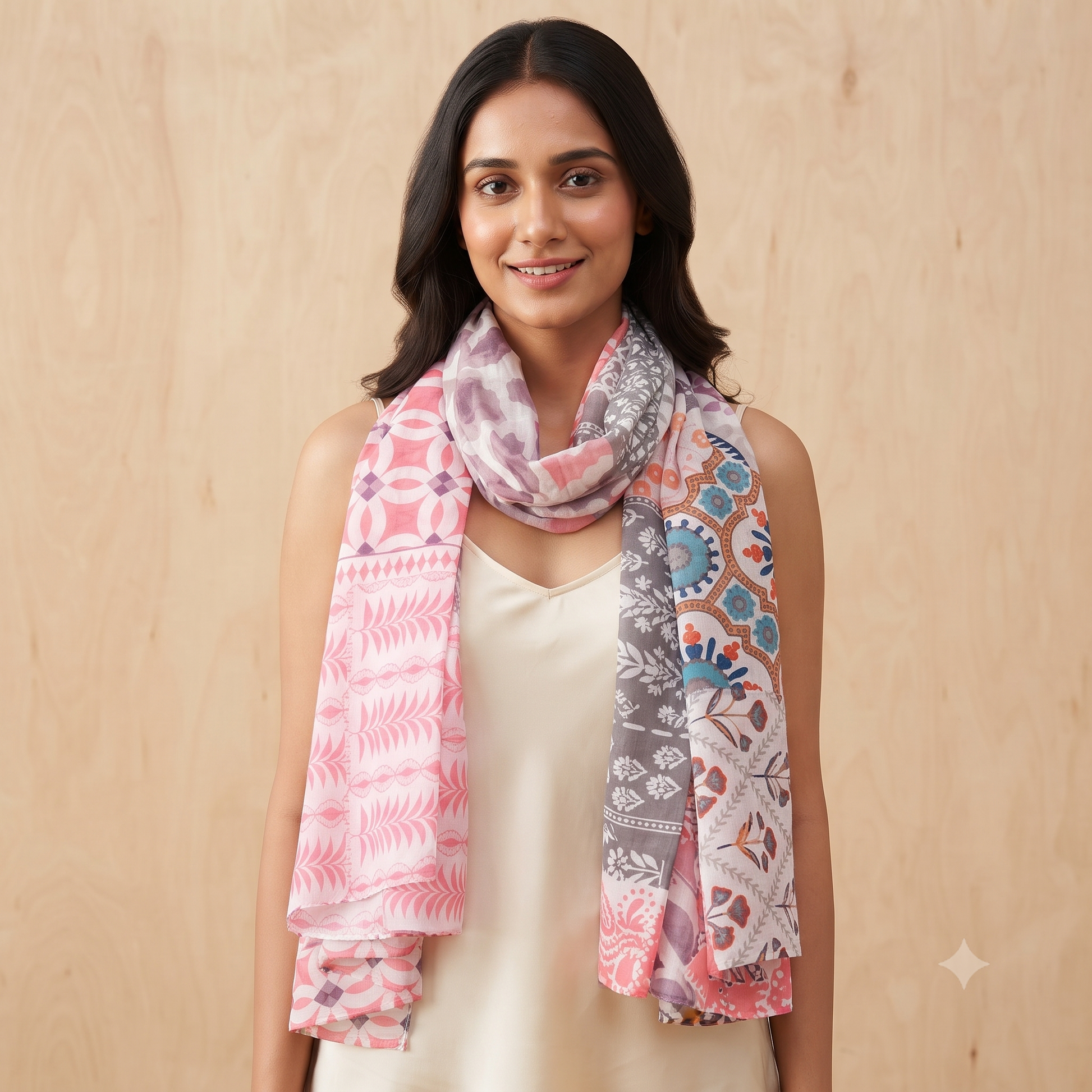 PRE-ORDER Mosaic Patch Cotton Scarf 68145