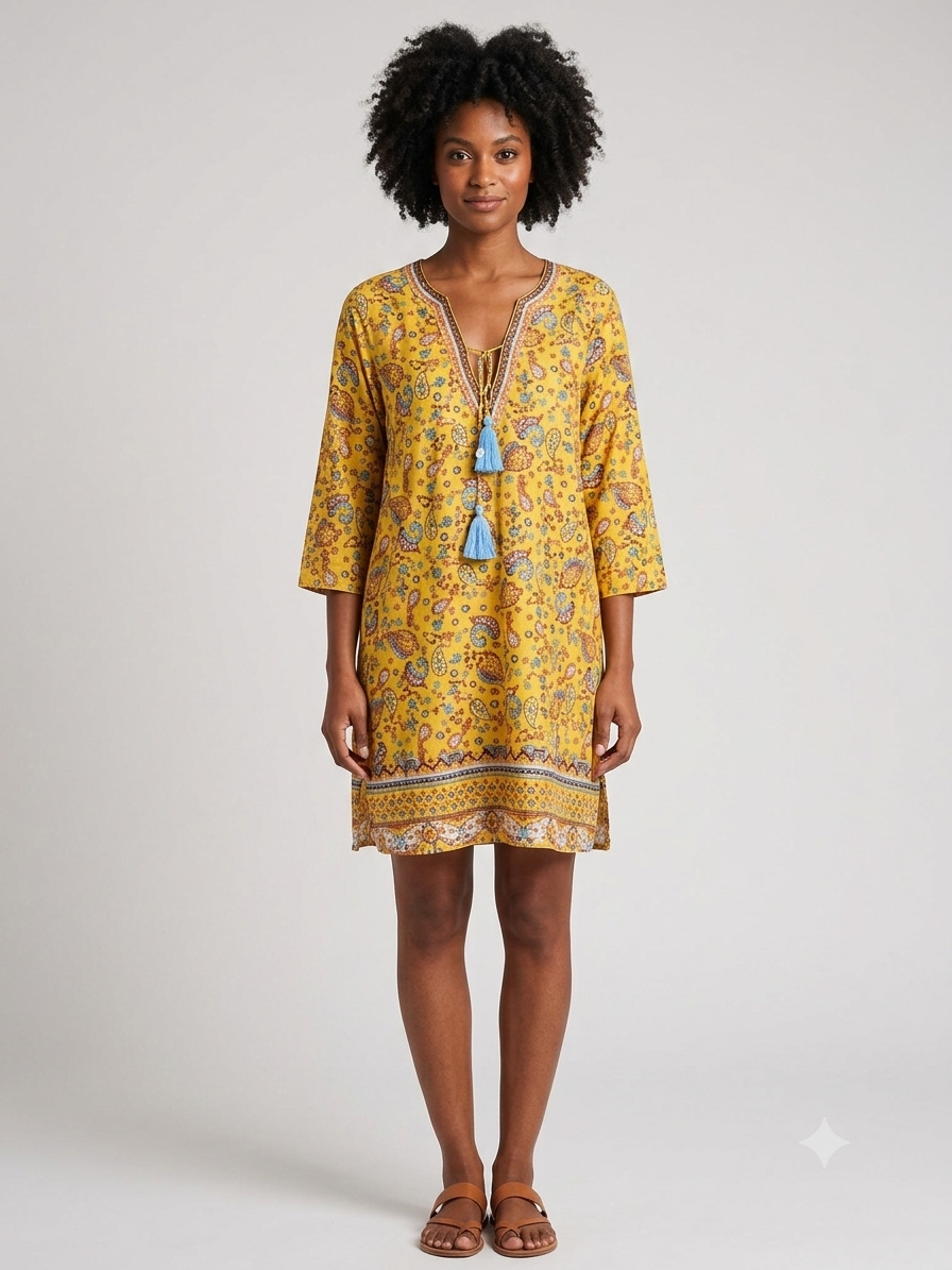 Palme Cotton Short Tunic S/M - Yellow 62802