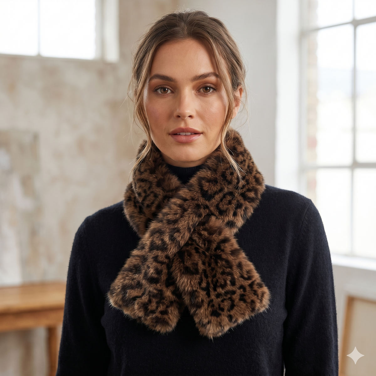 Faux Fur Leopard Necktie 332766