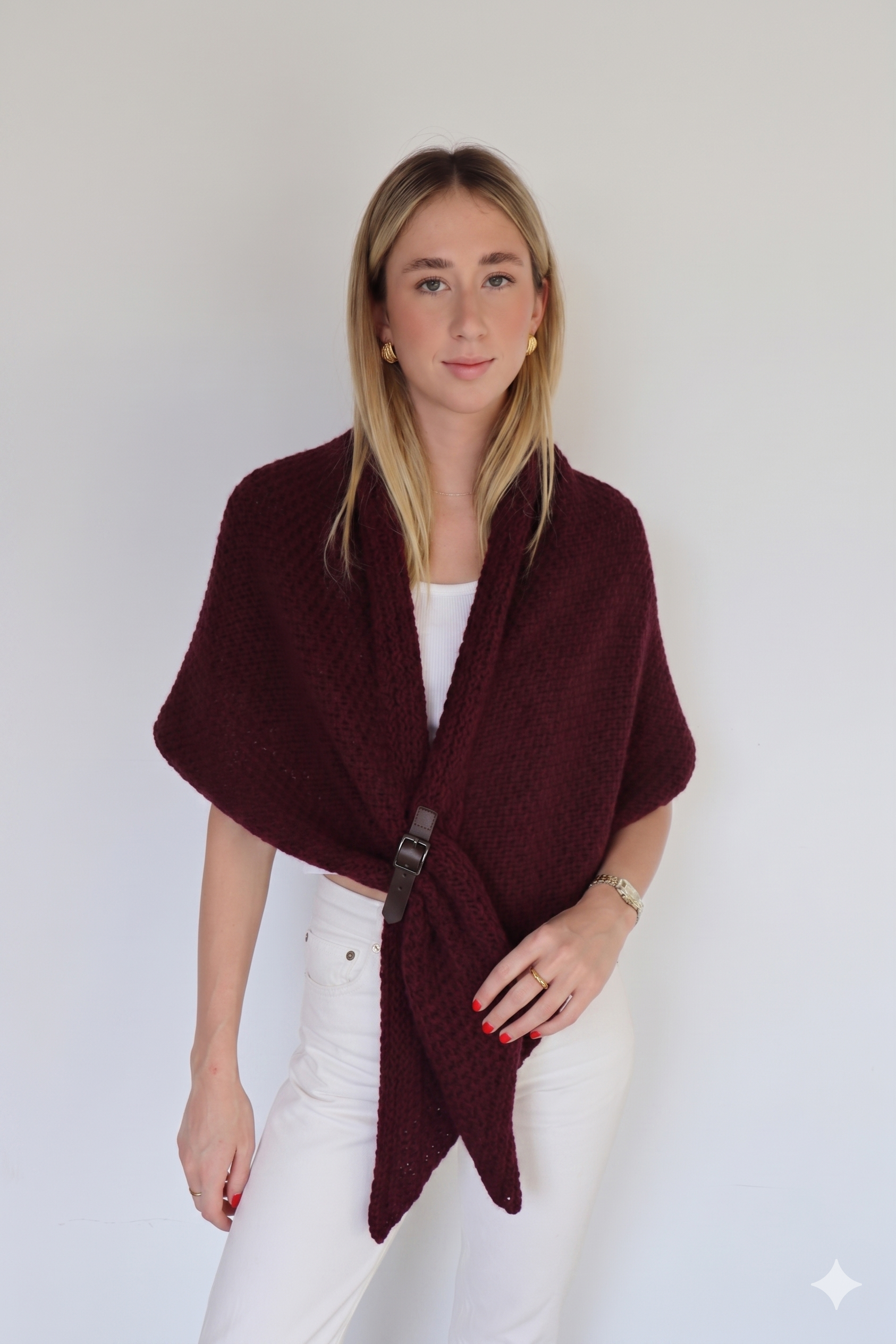 Buckle Wrap Knitted Poncho - 67753