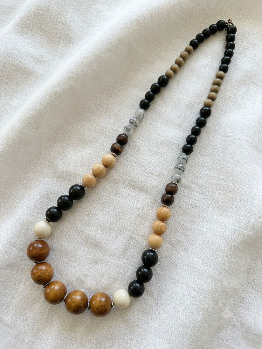 Round Wooden Beaded Necklace 4185