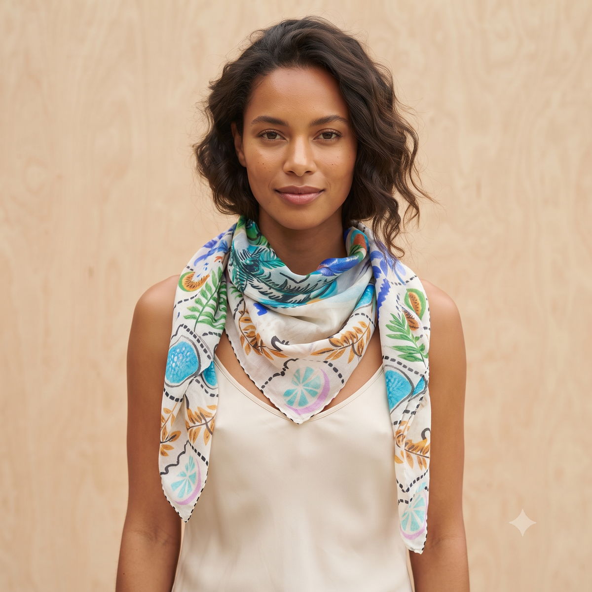 PRE-ORDER Tropical Beach and Fruits Cotton Scarf 68158