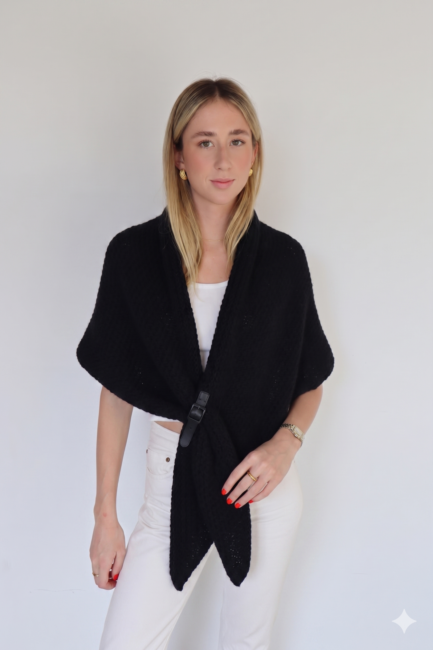 Buckle Wrap Knitted Poncho - 67753
