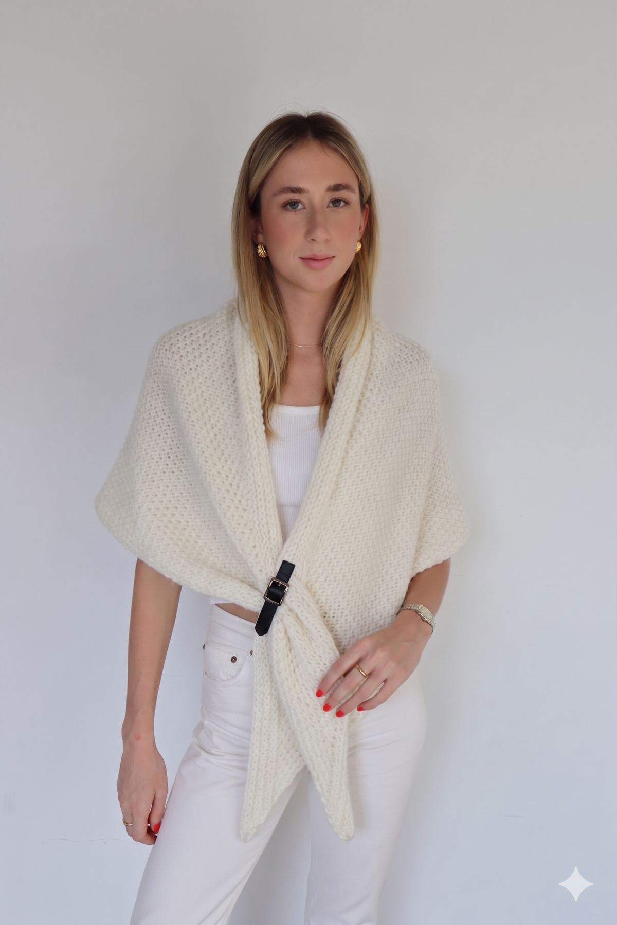Buckle Wrap Knitted Poncho - 67753