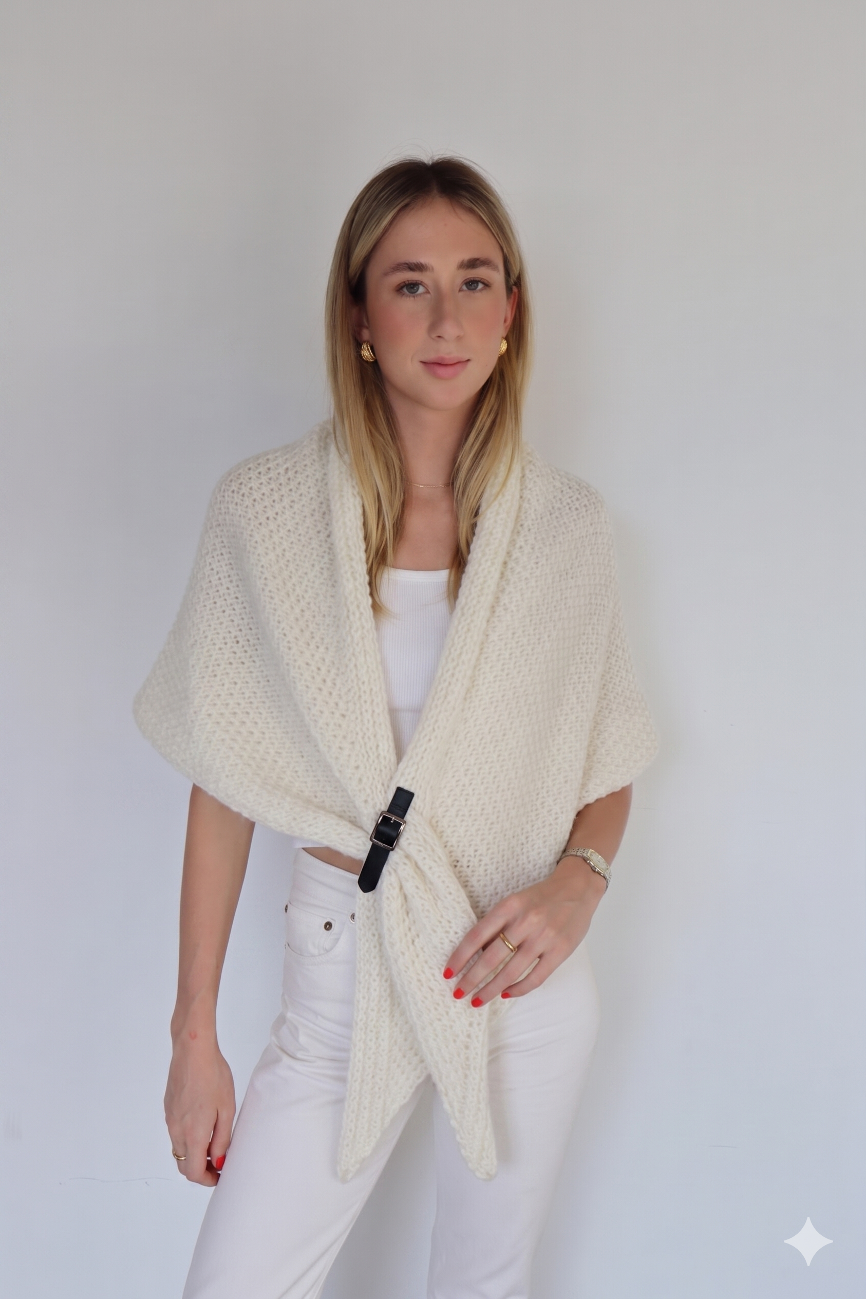 Buckle Wrap Knitted Poncho - 67753