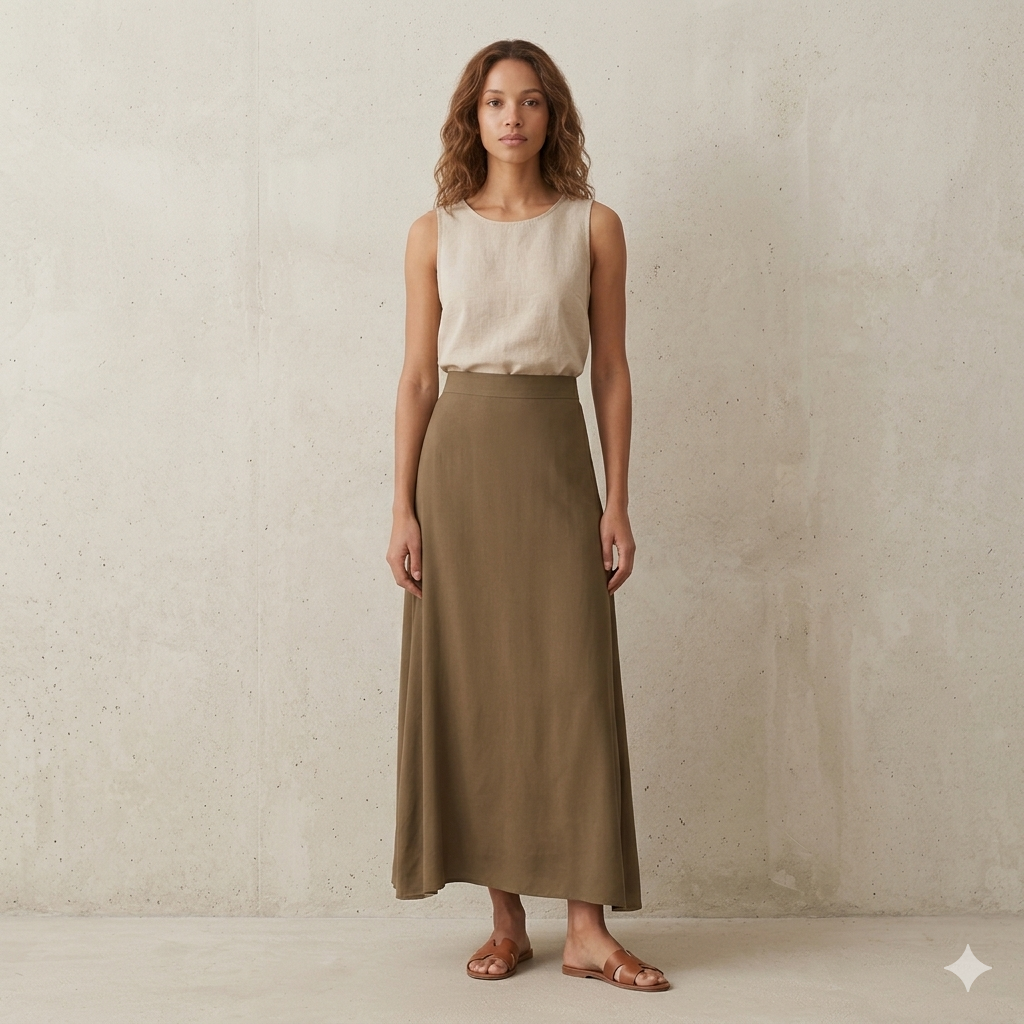 Long Flowing Elastic Summer Skirt Viscose 66086
