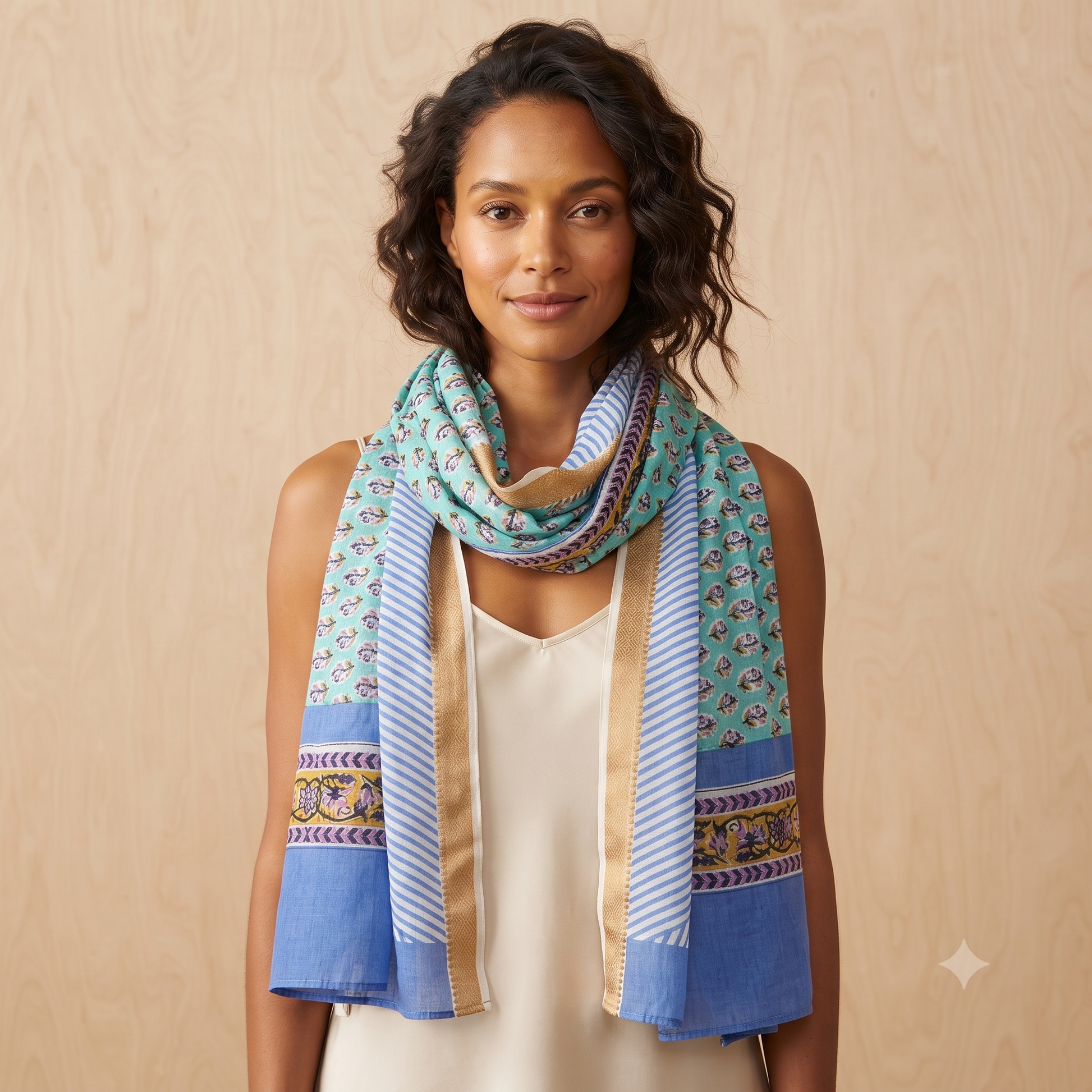 PRE-ORDER Indian Flower Printed Cotton Scarf 68134