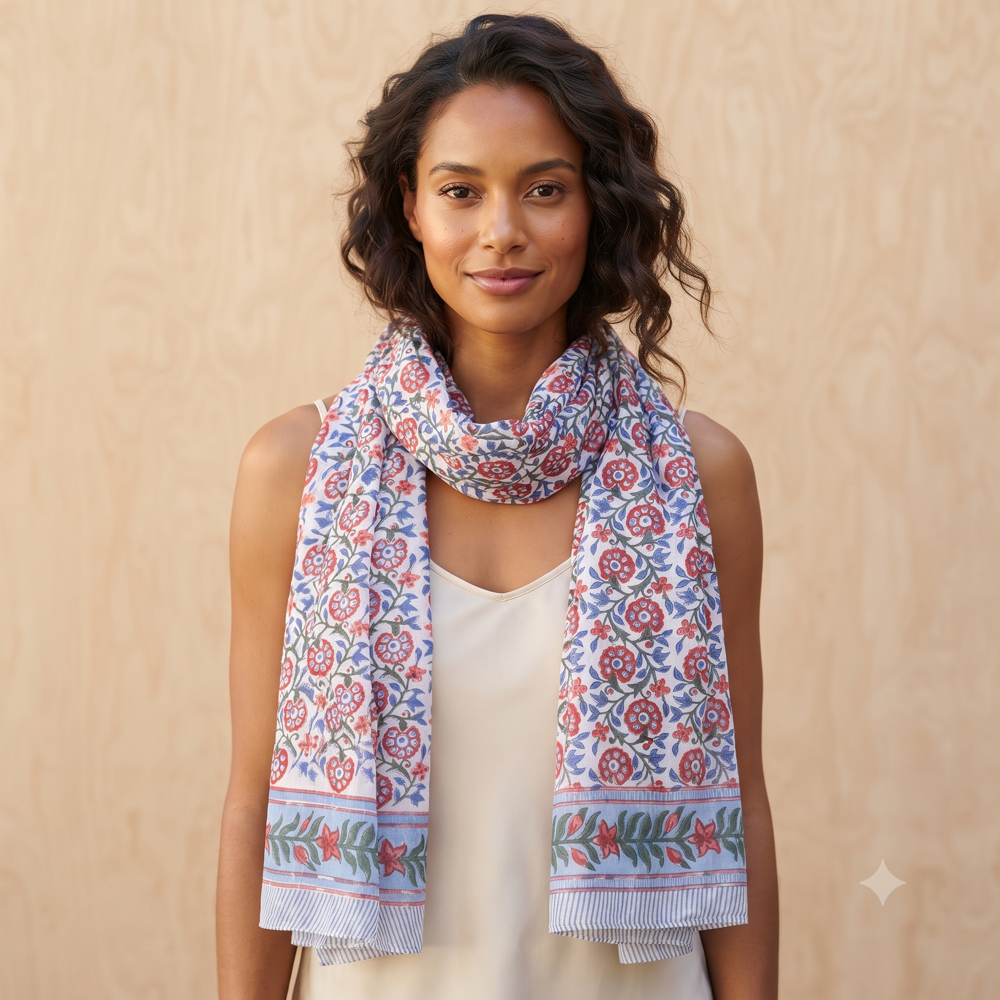 PRE-ORDER Indian Block Print Cotton Scarf 66446