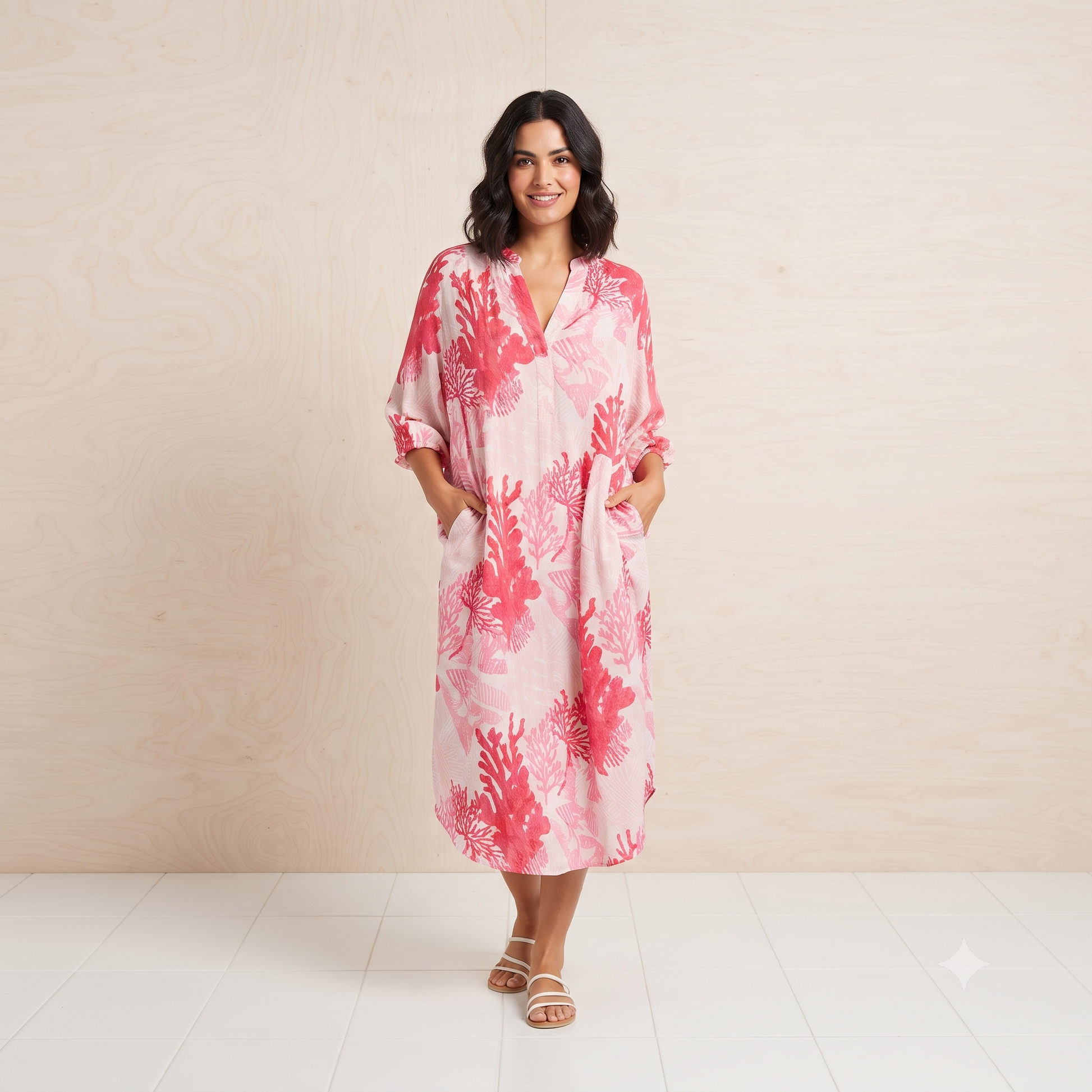 PRE-ORDER Tunisian Collar Viscose Dress - 67795-0457