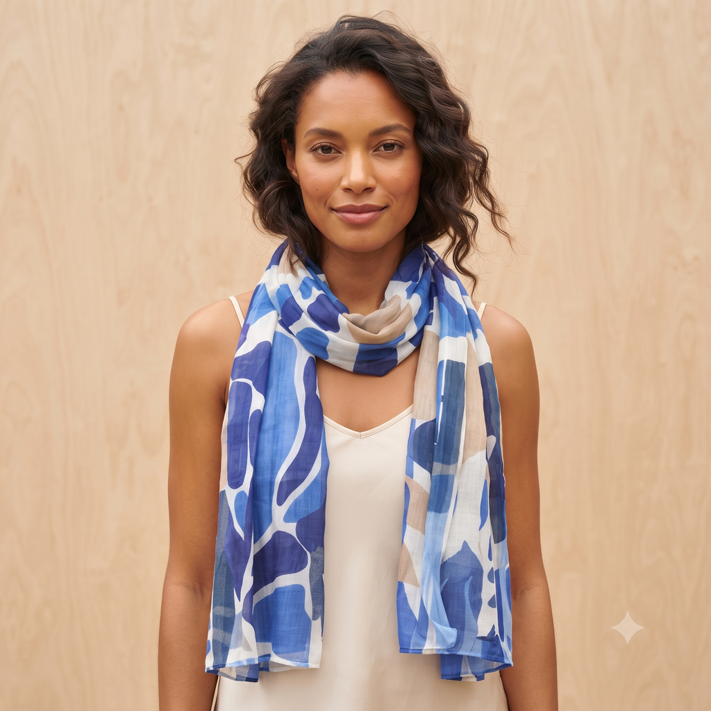 PRE-ORDER Big Abstract Pattern Cotton Scarf 67943