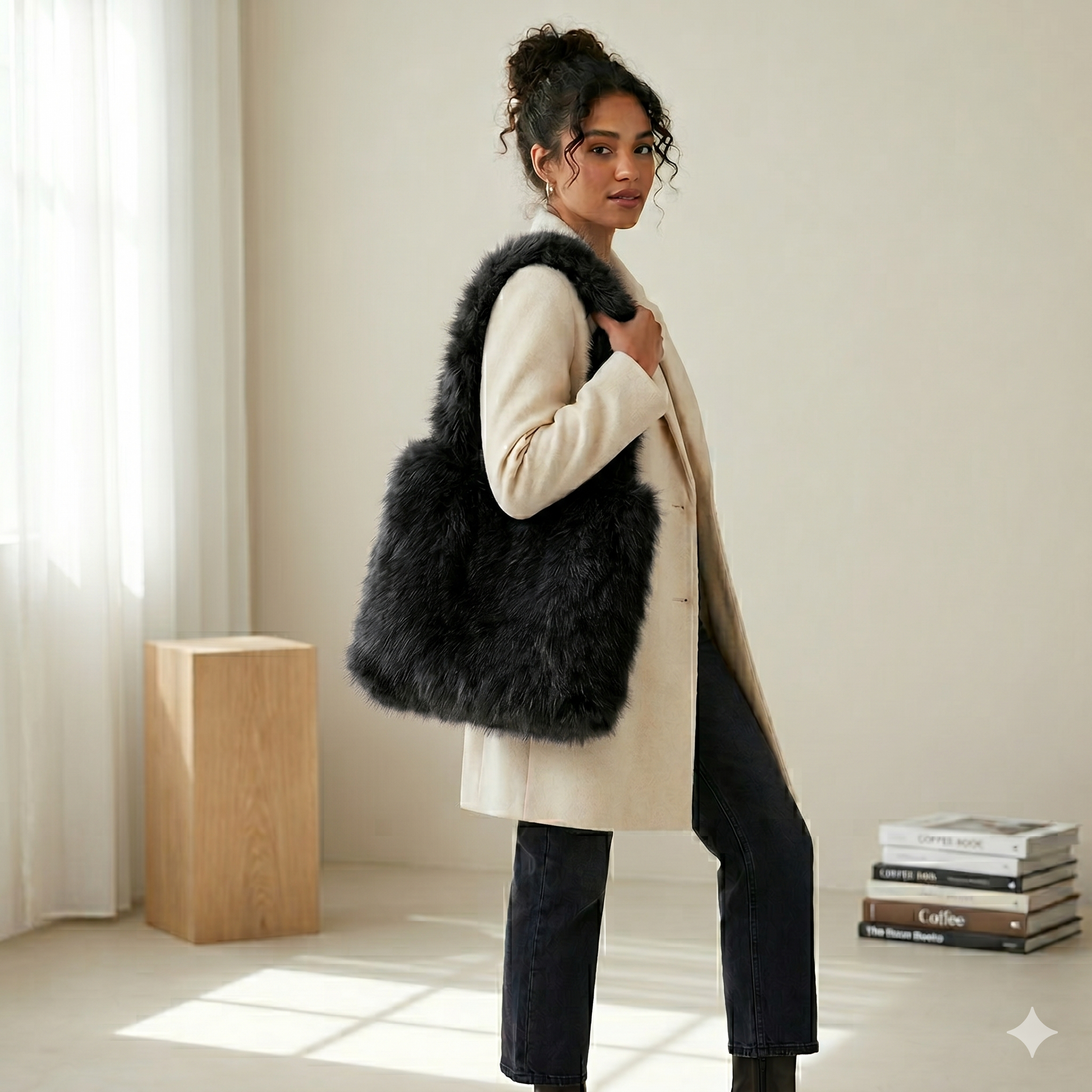 Faux Fur Tote Bag Plain BG2709