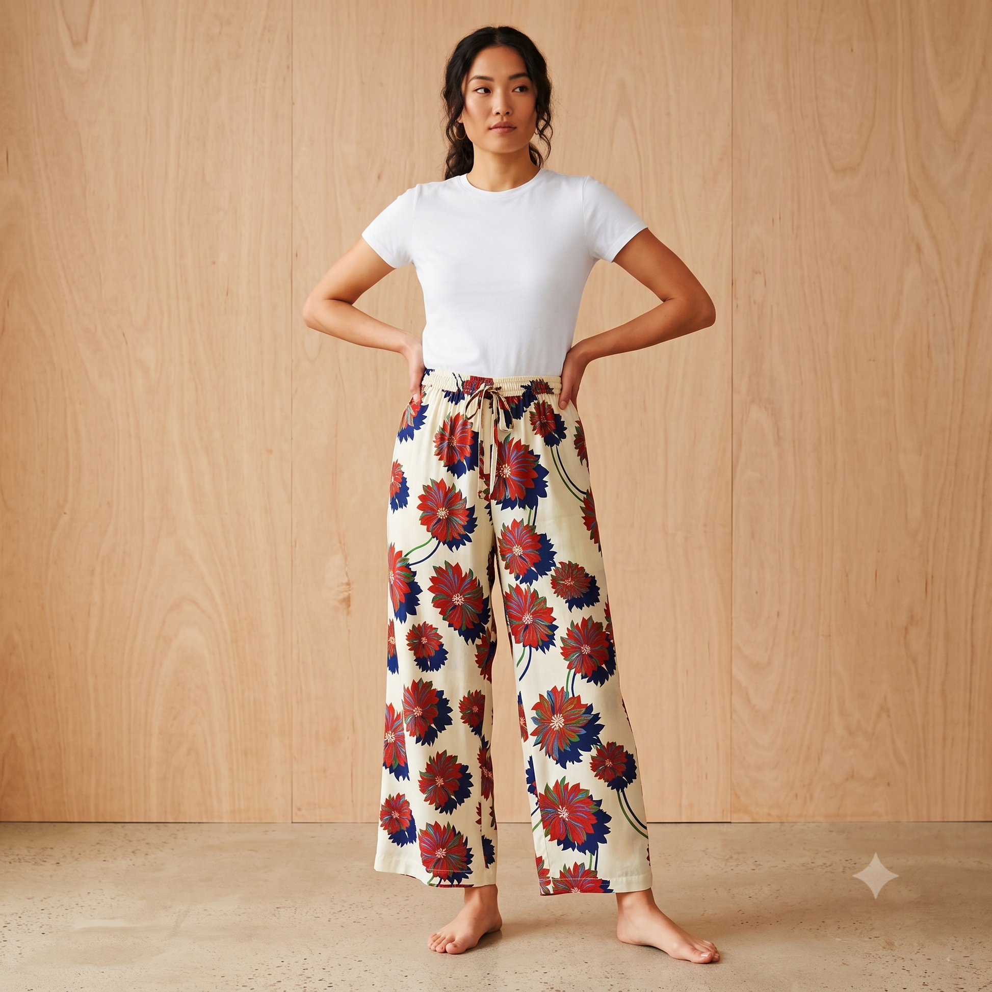 Cotton Printed Pants 66957 Flower
