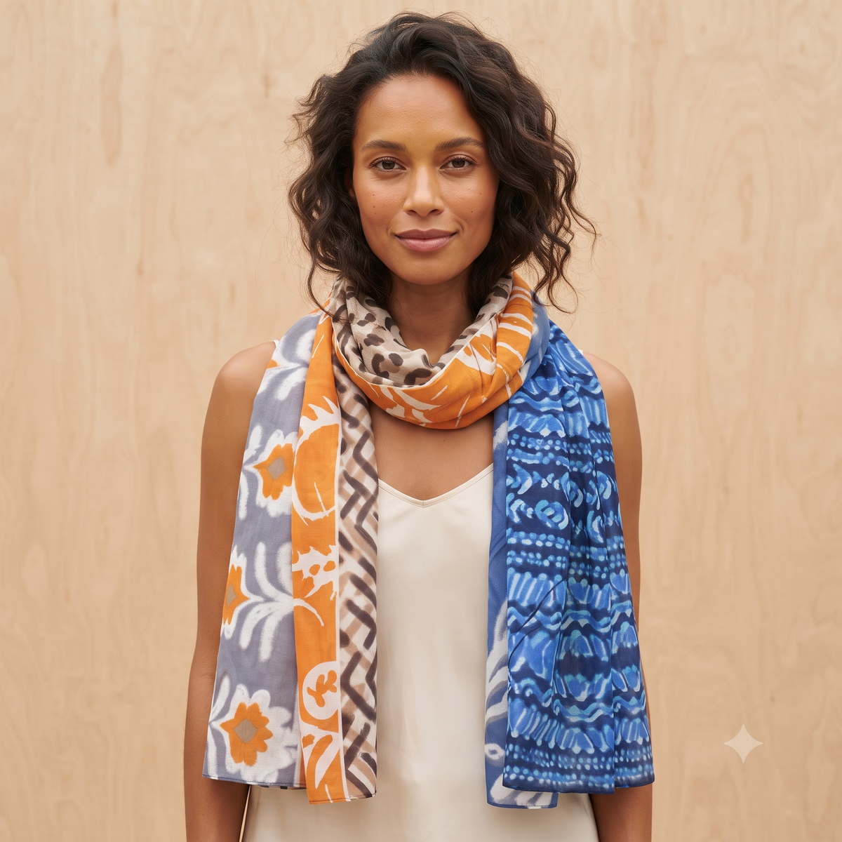 PRE-ORDER Abstract Design Patch Cotton Scarf 68144