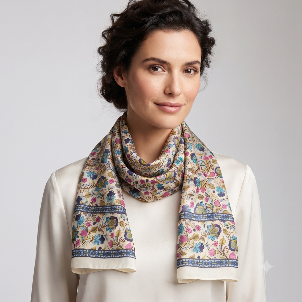Small Oriental Floral Pure Silk Scarf ZS 33/L