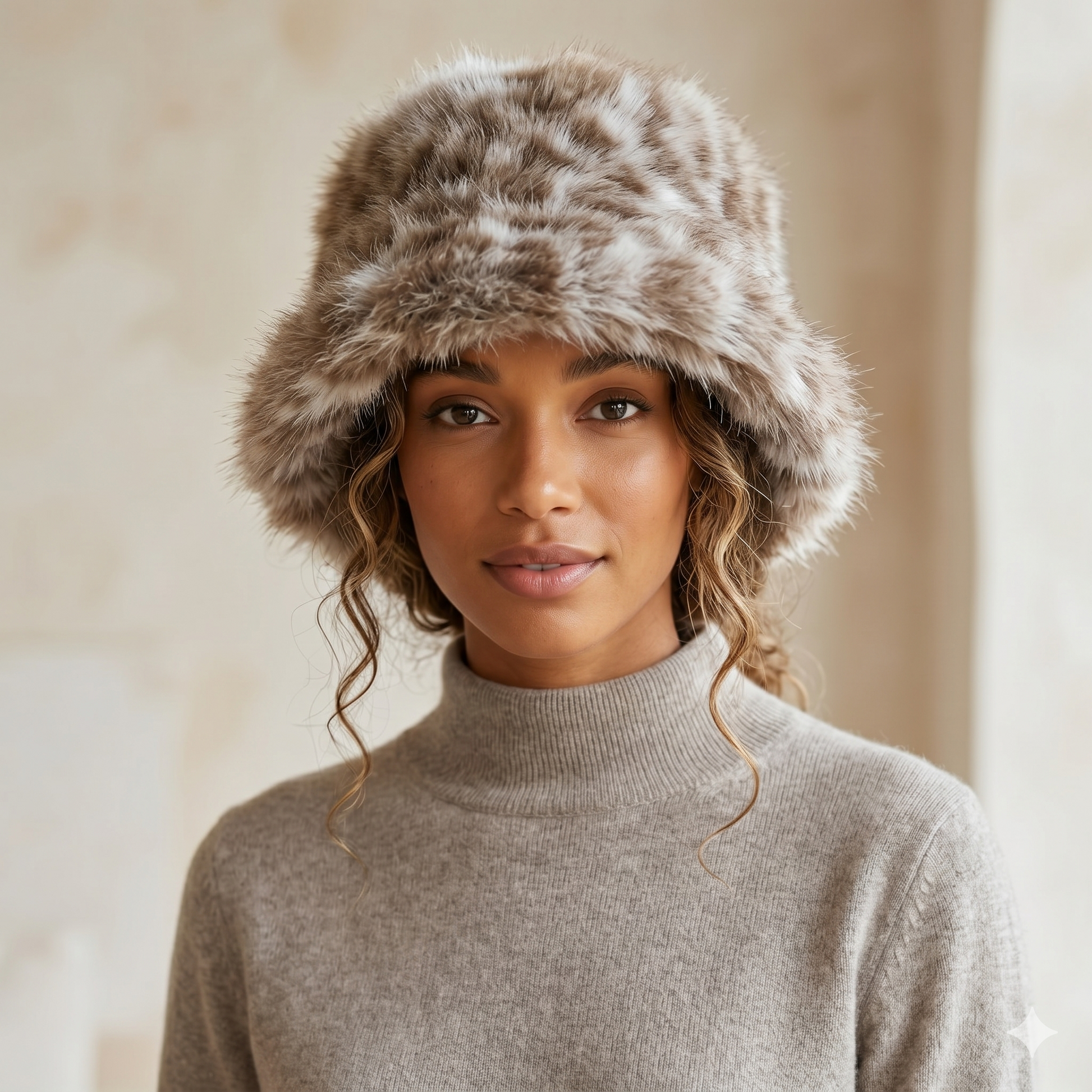 Extra Fluffy Faux Fur Bucket Hat Leopard 7548