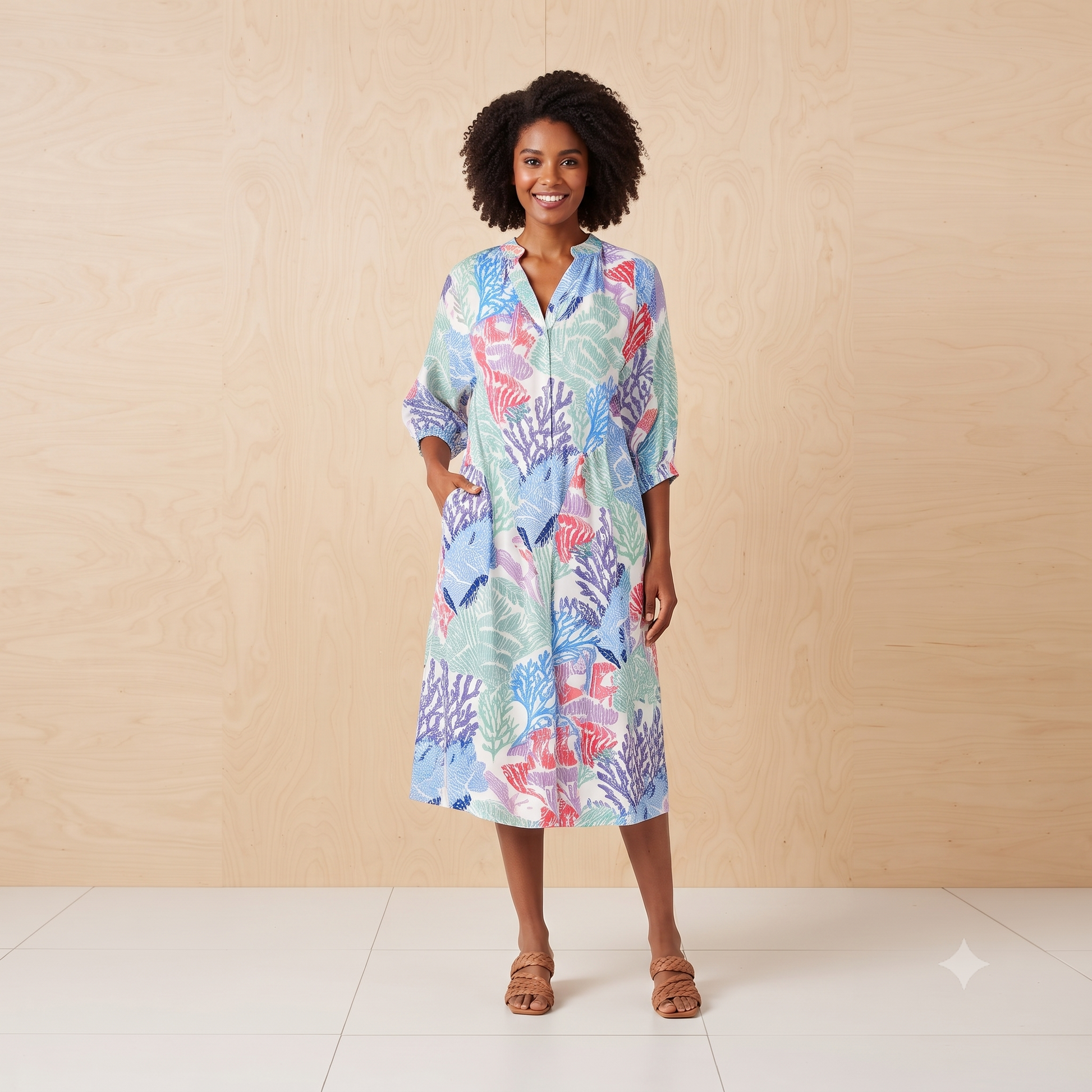 PRE-ORDER Tunisian Collar Viscose Dress - 67795-0577
