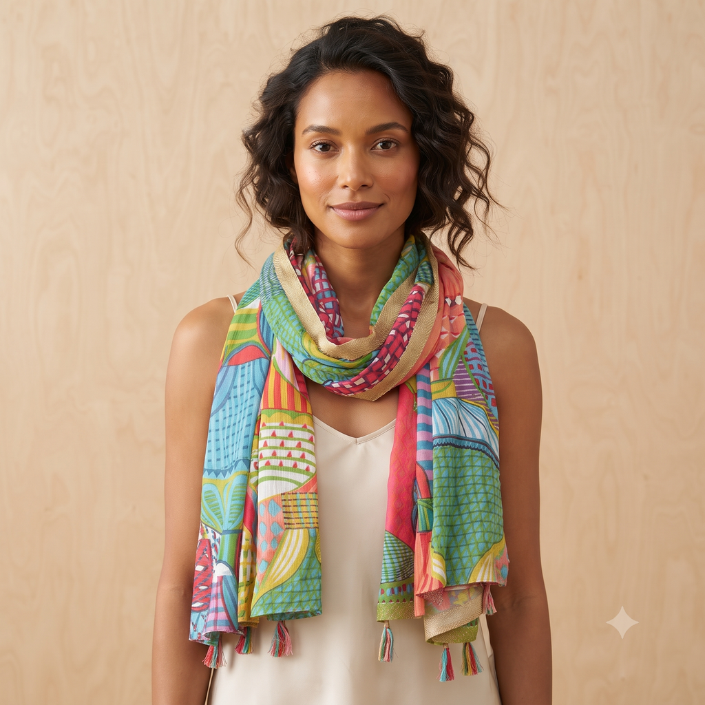 PRE-ORDER Air Ballons Printed Cotton Scarf 68133