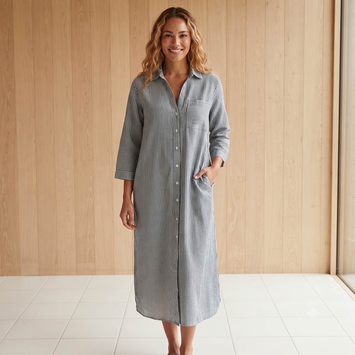 PRE-ORDER Mid Length Cotton Shirt Dress - 67918