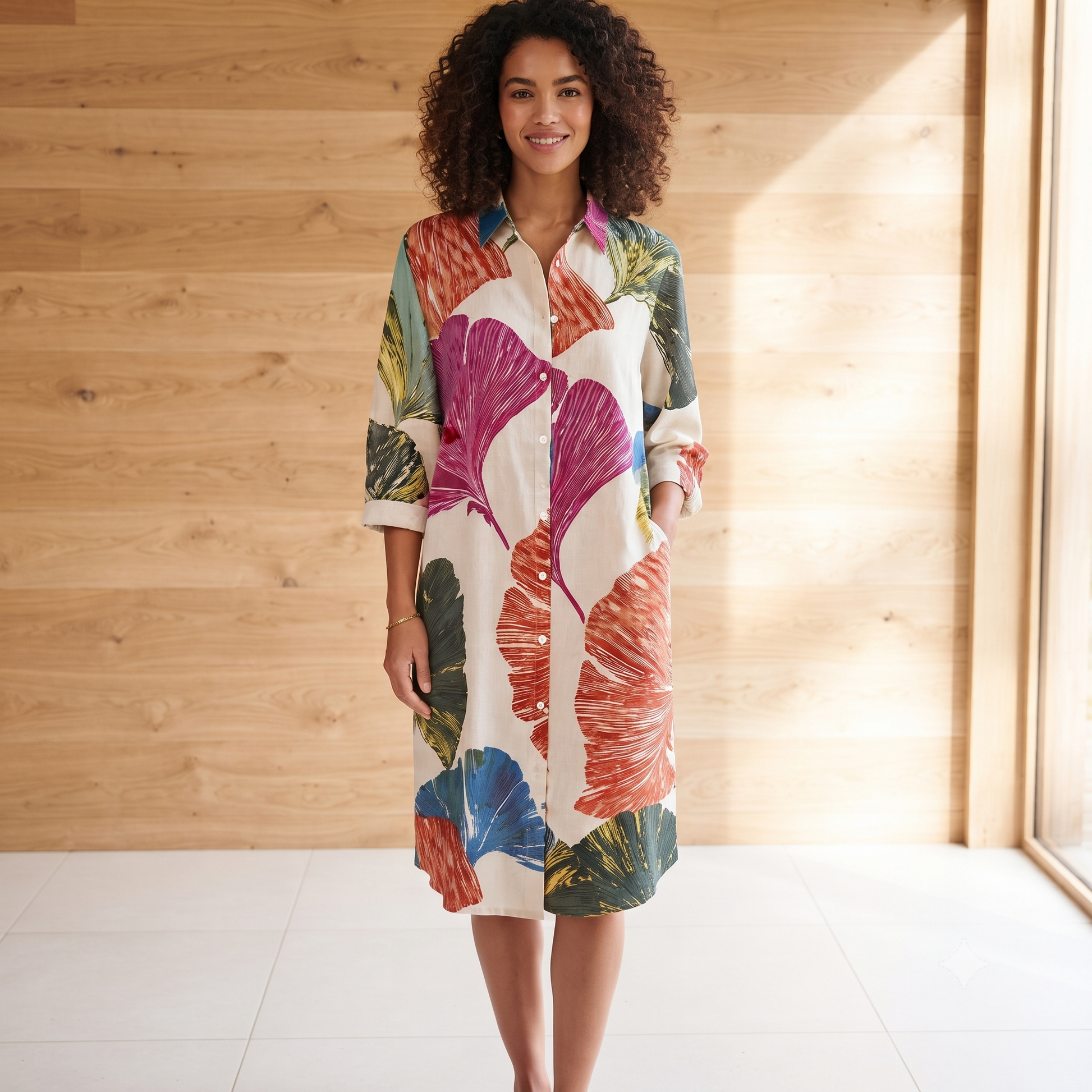 PRE-ORDER - Pleated Cotton Printed Shirt - 67955-0813