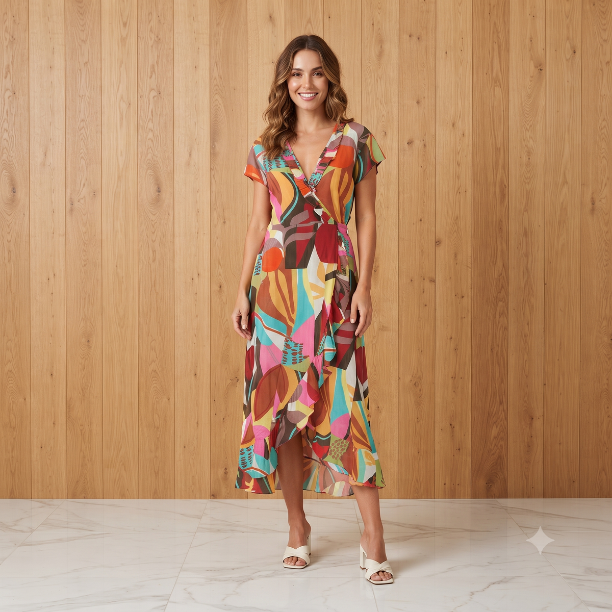 PRE-ORDER Long Wrapped Dress + Frill - 66968-1300