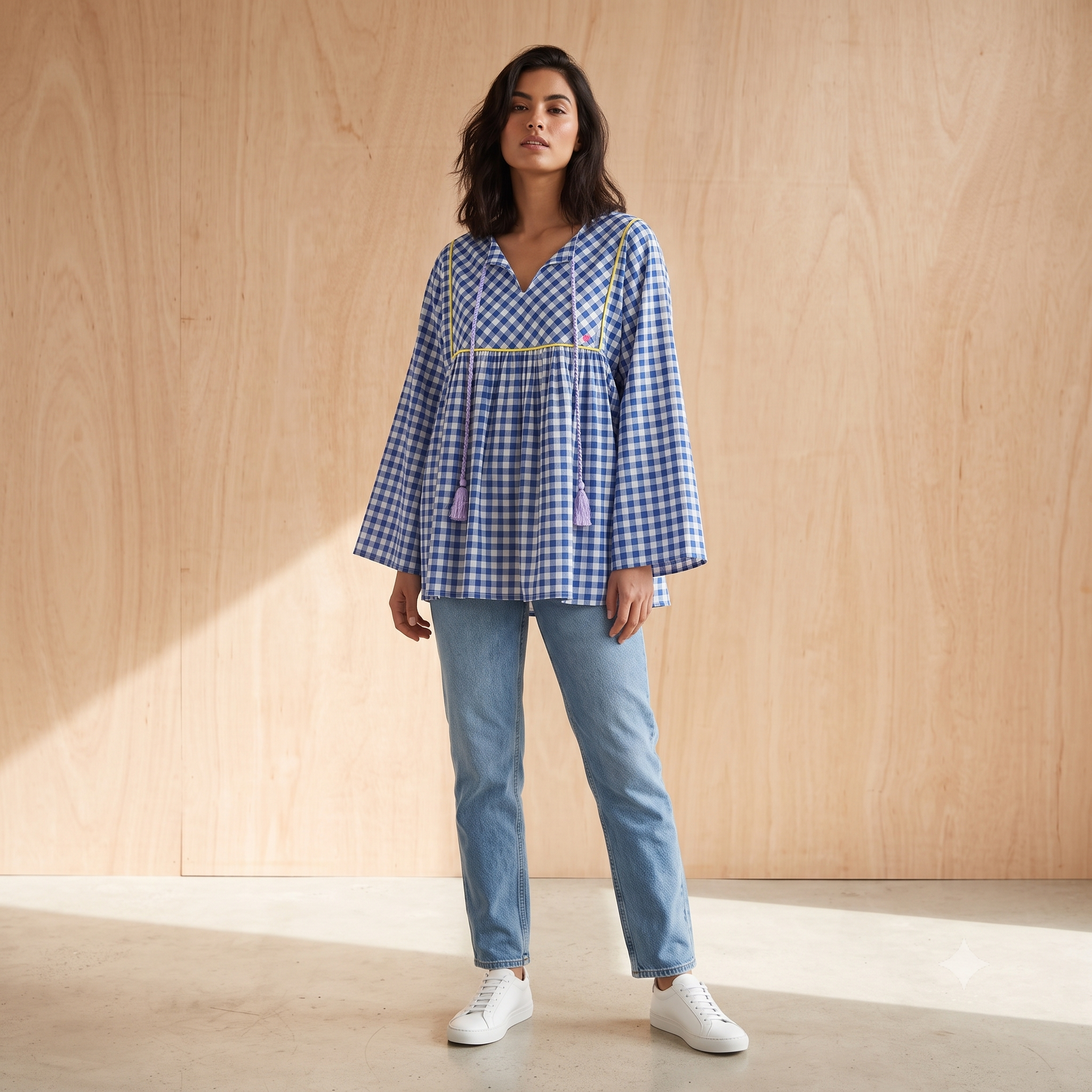 Blue Checkerts Shirt TPS7002 DAWN Pure Cotton