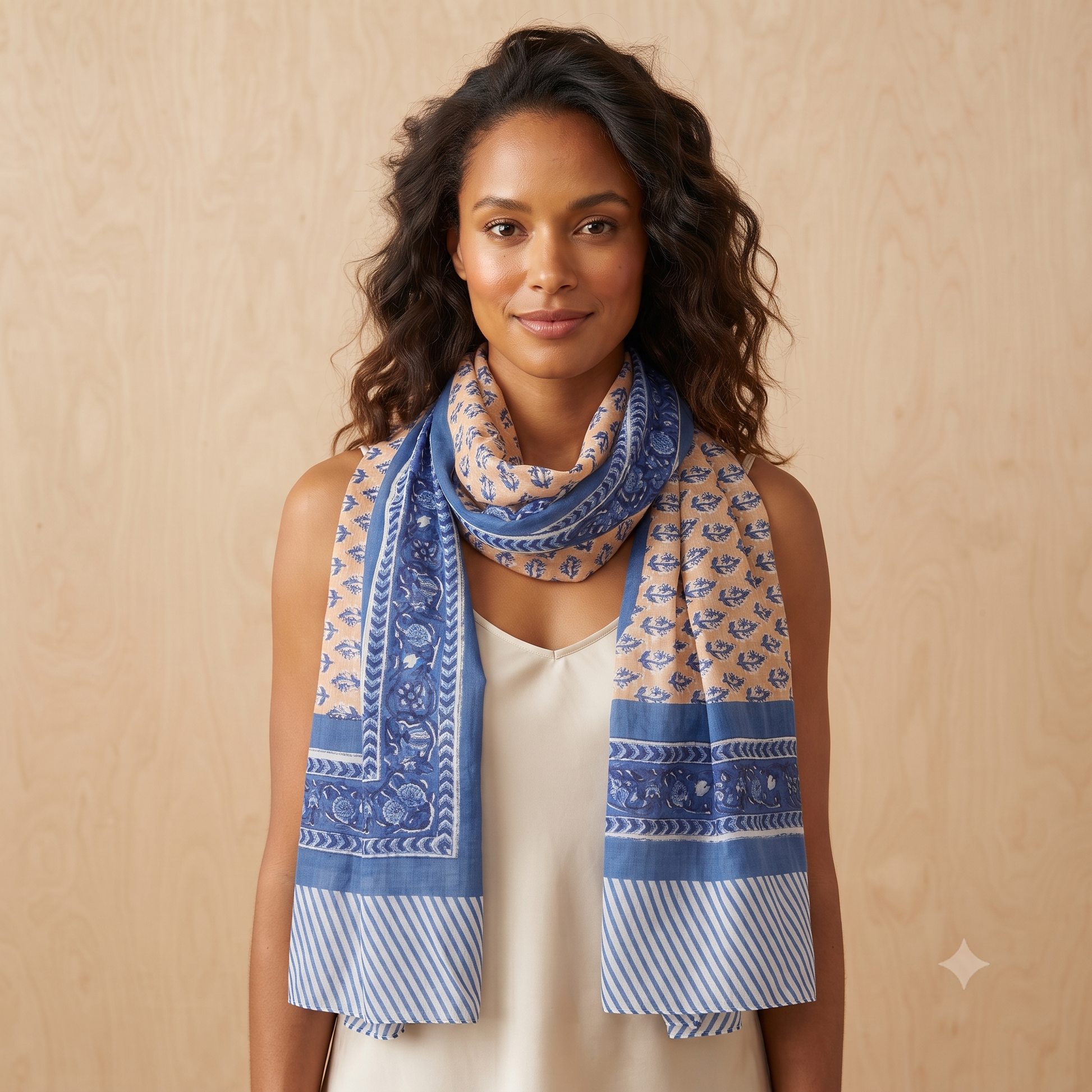 PRE-ORDER Indian Flower Printed Cotton Scarf 68134