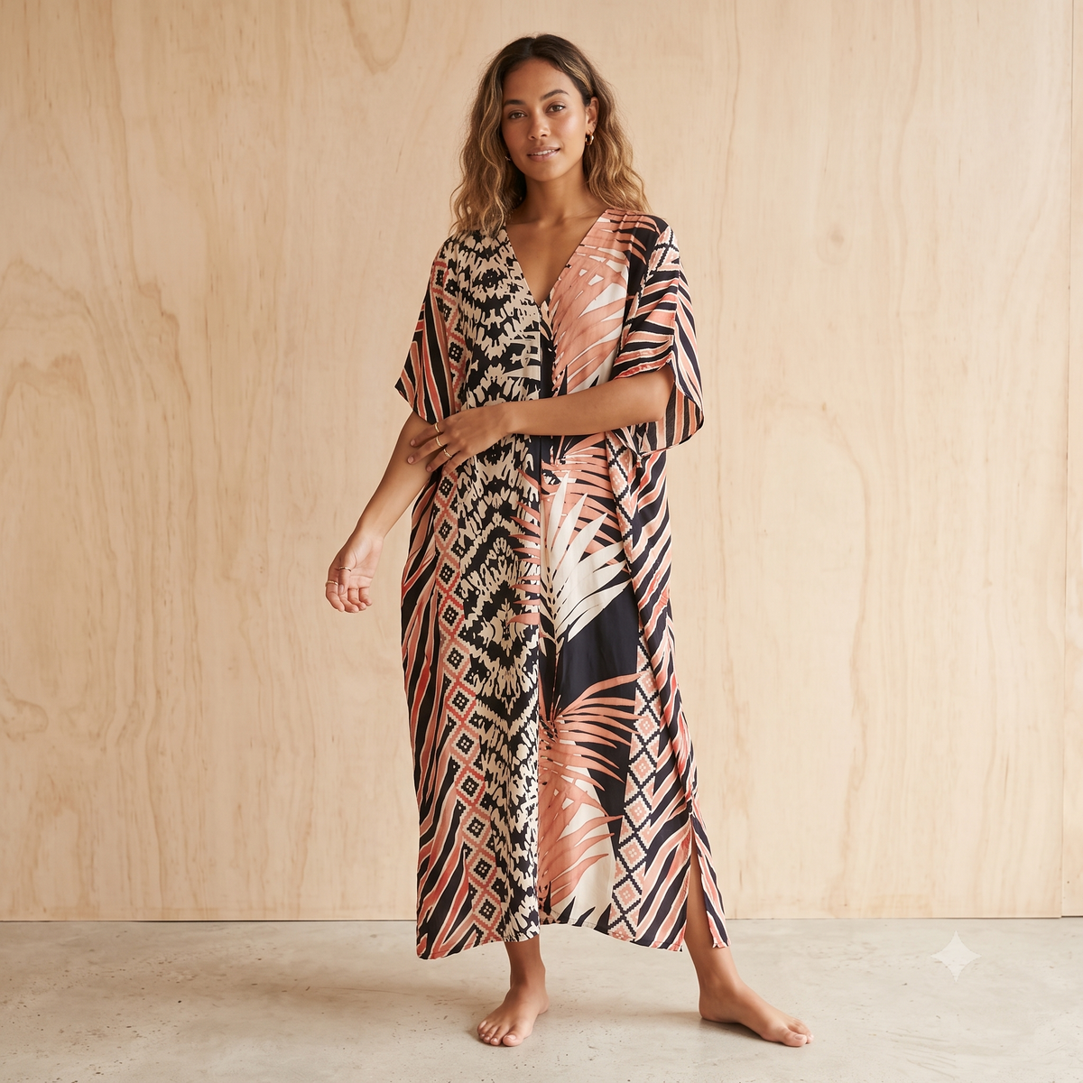 Oversized Viscose Dress with Pockets 66982 Rust