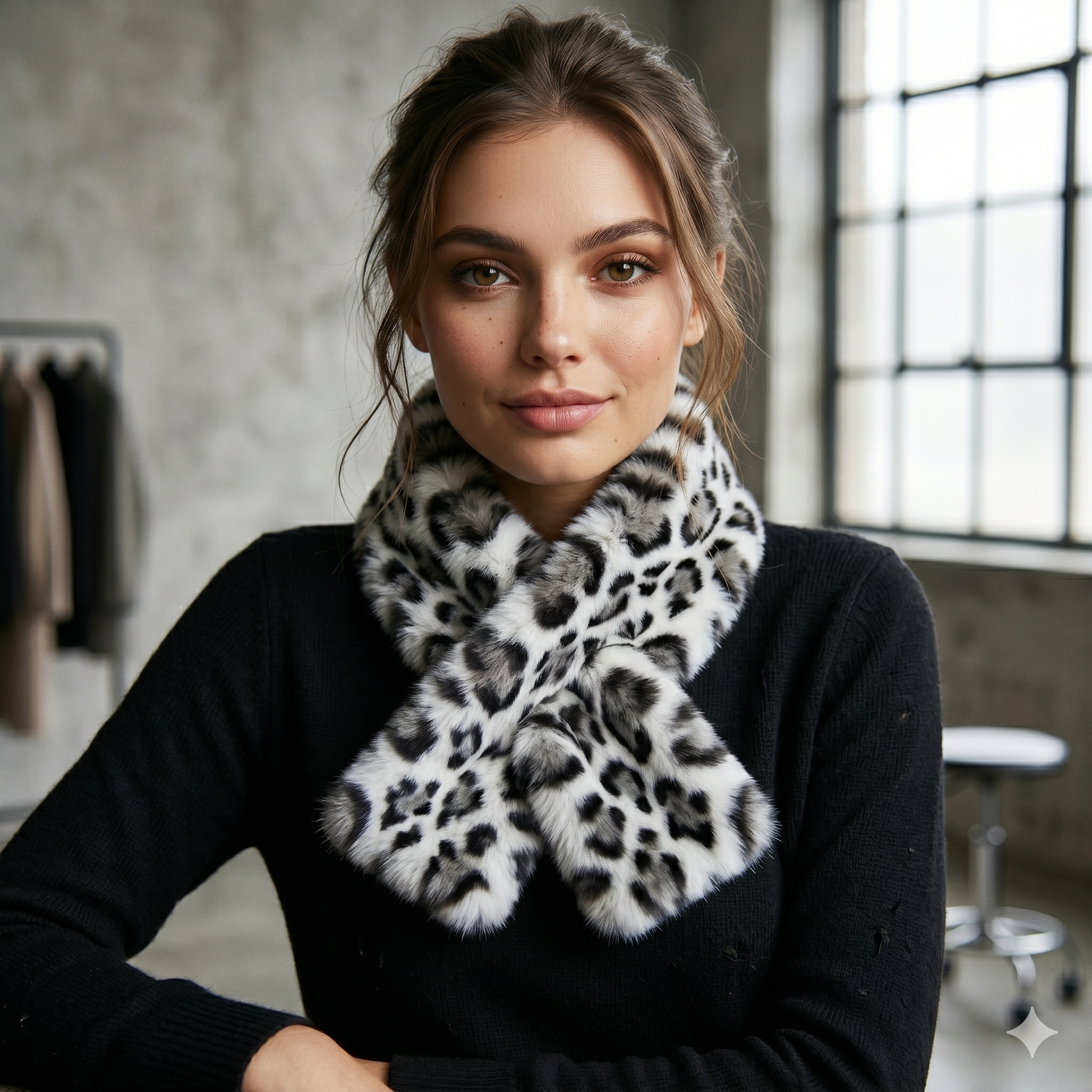 Faux Fur Leopard Necktie 332766