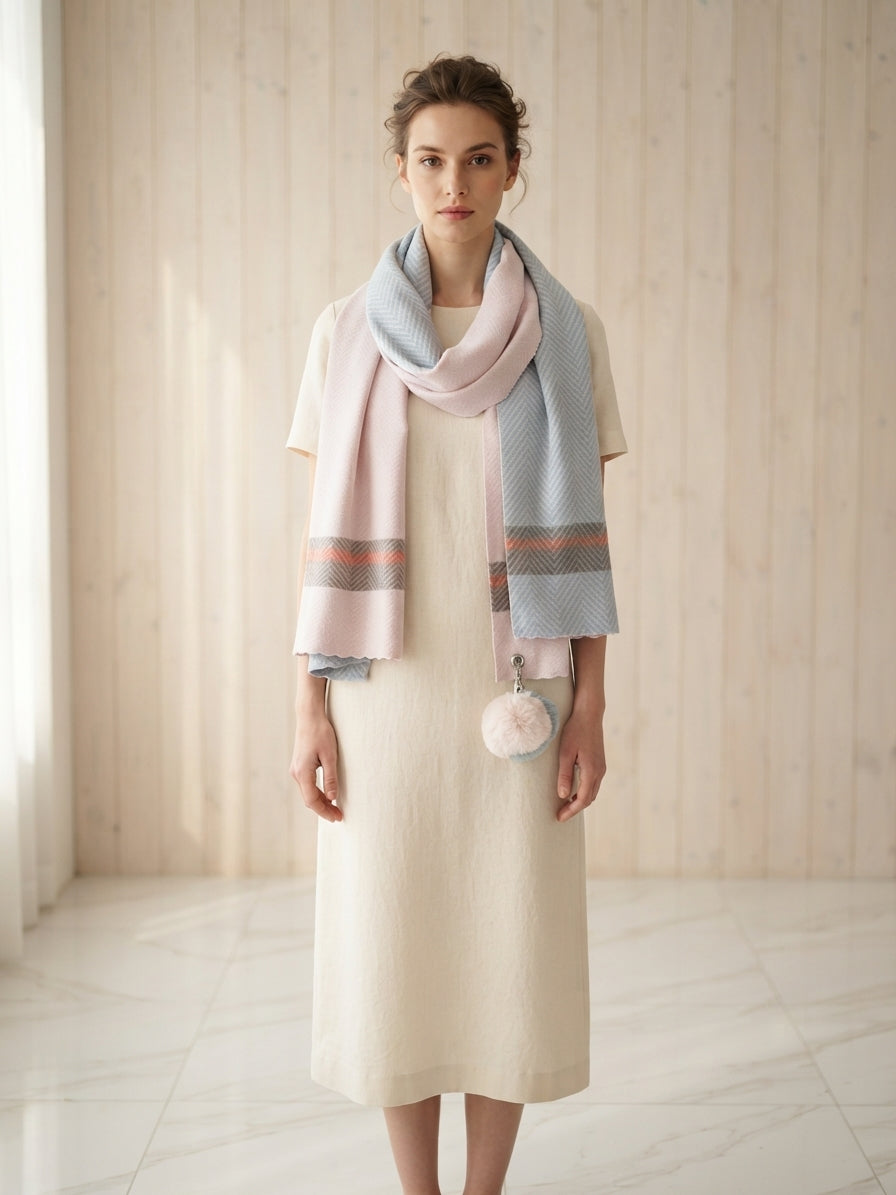 Pom Pom Stripe Scarf - 332223