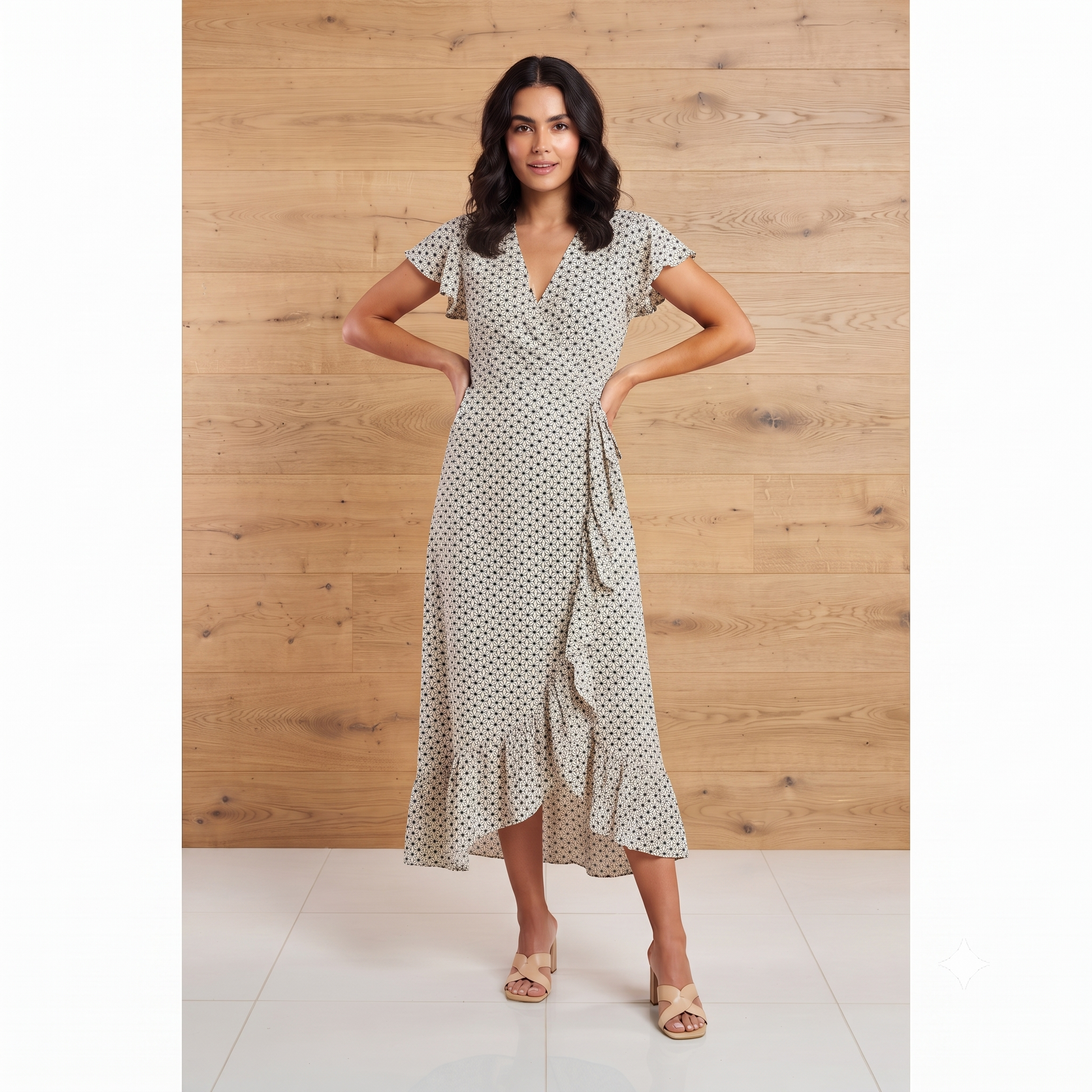 PRE-ORDER Long Wrapped Dress + Frill - 66968-0215