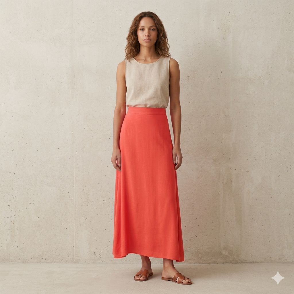 Long Flowing Elastic Summer Skirt Viscose 66086