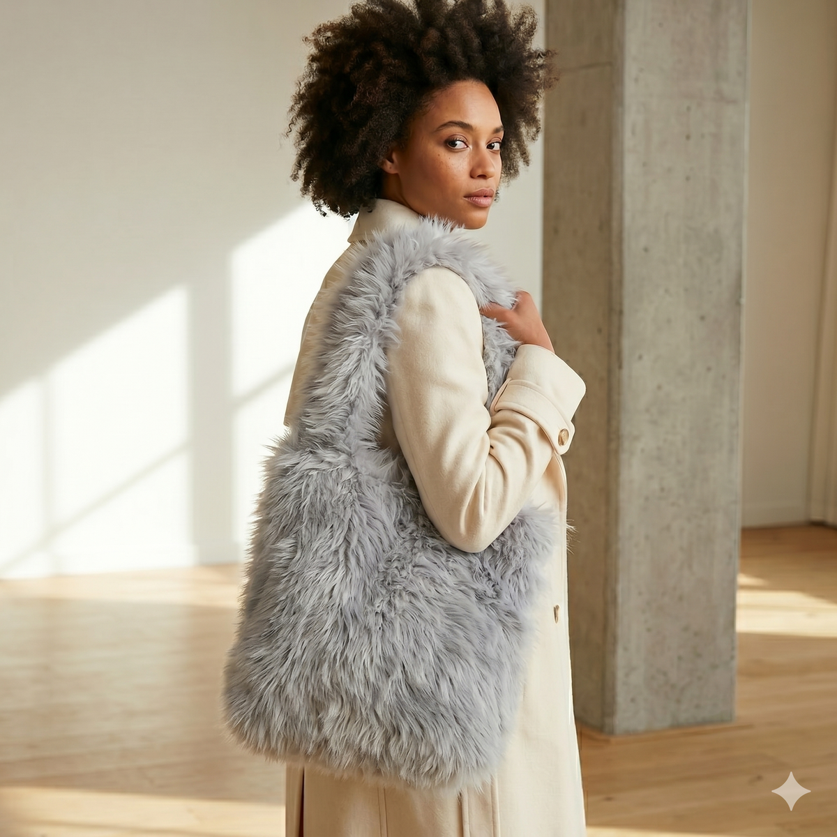 Faux Fur Tote Bag Plain BG2709