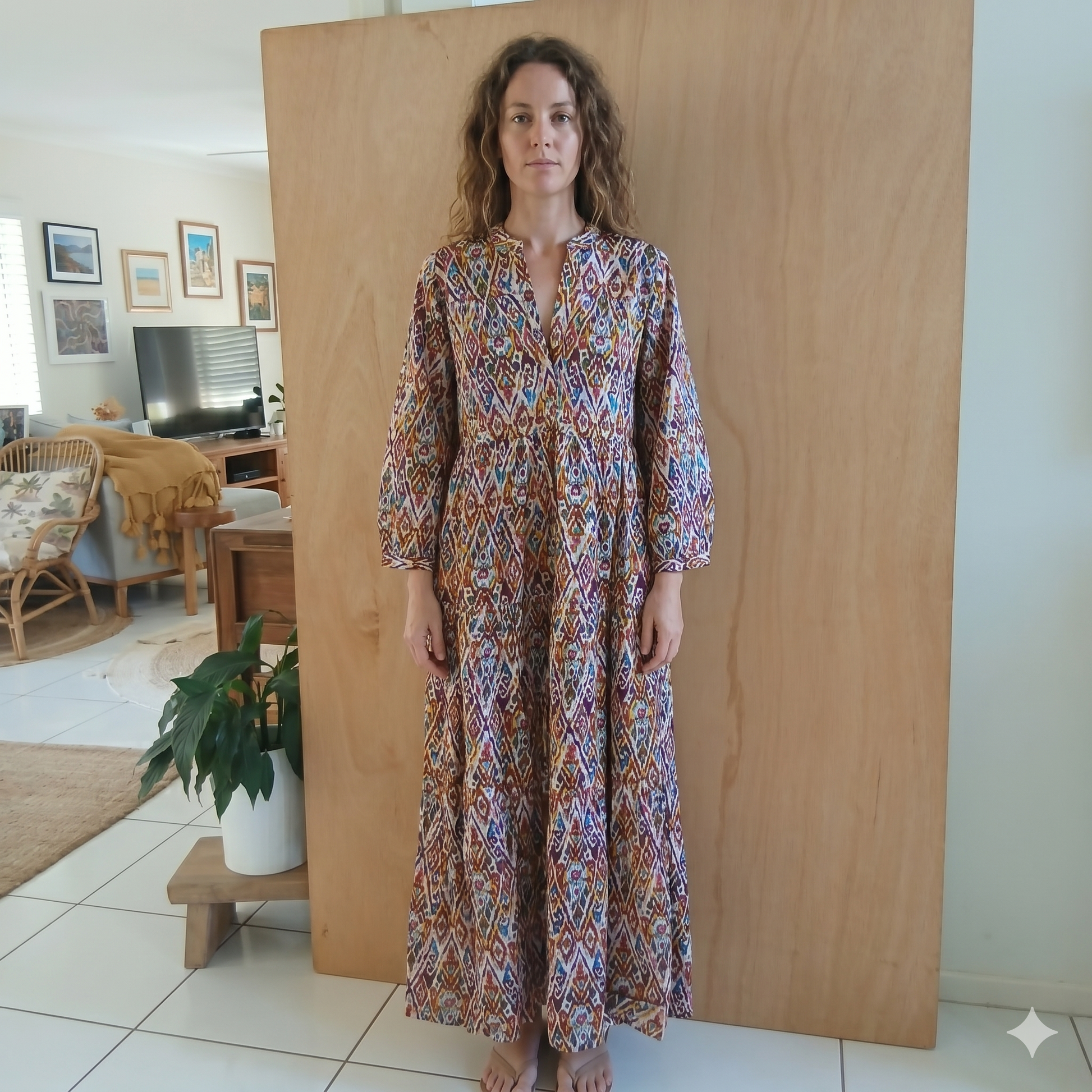 Long Printed Cotton Dress - 65955-1352