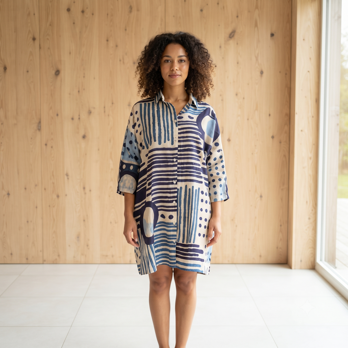 PRE-ORDER - Pleated Cotton Printed Shirt - 67955-0519