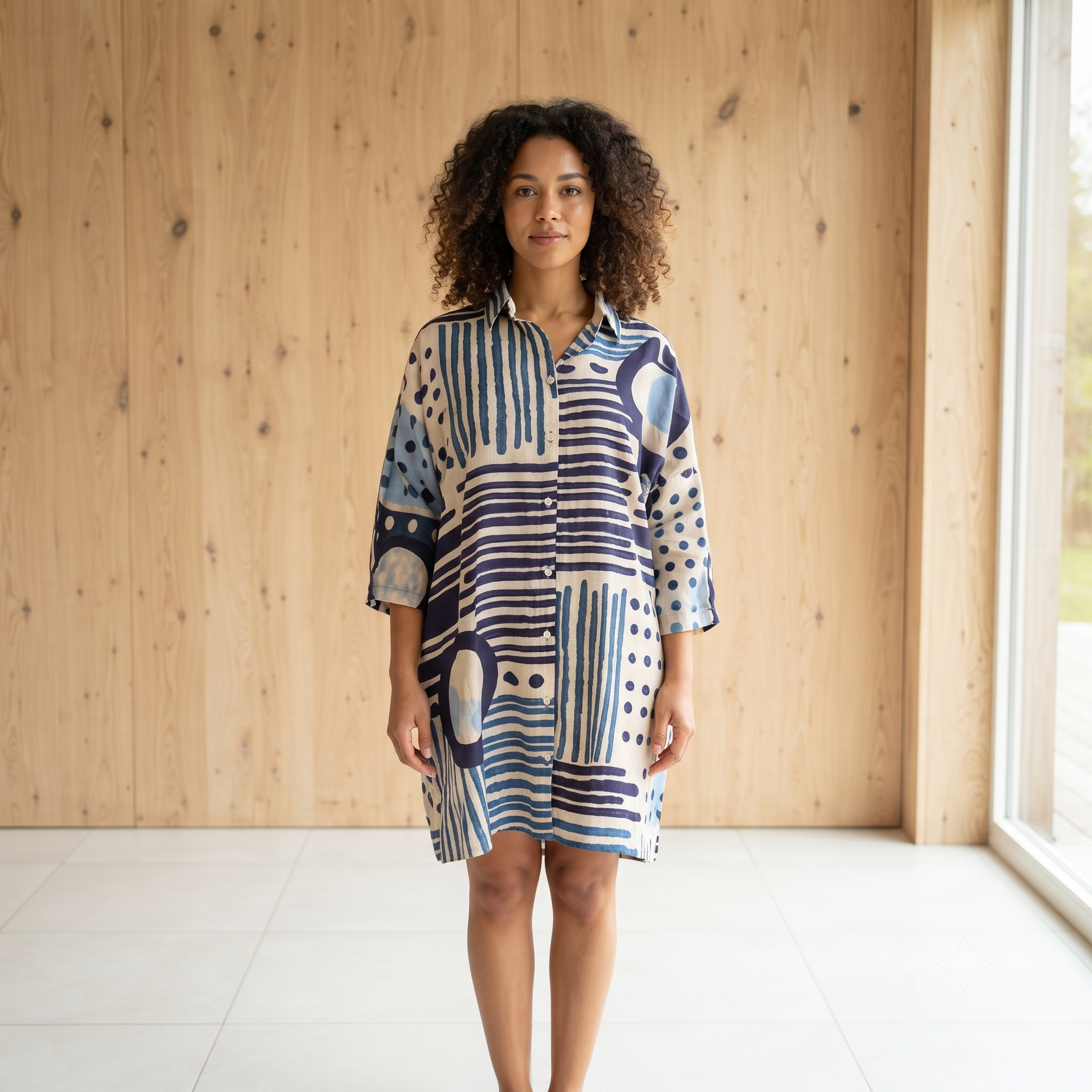 PRE-ORDER - Pleated Cotton Printed Shirt - 67955-0519