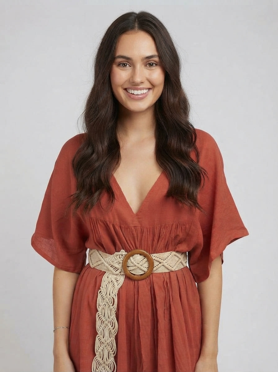 Webbed Boho Belt with Buckle B022