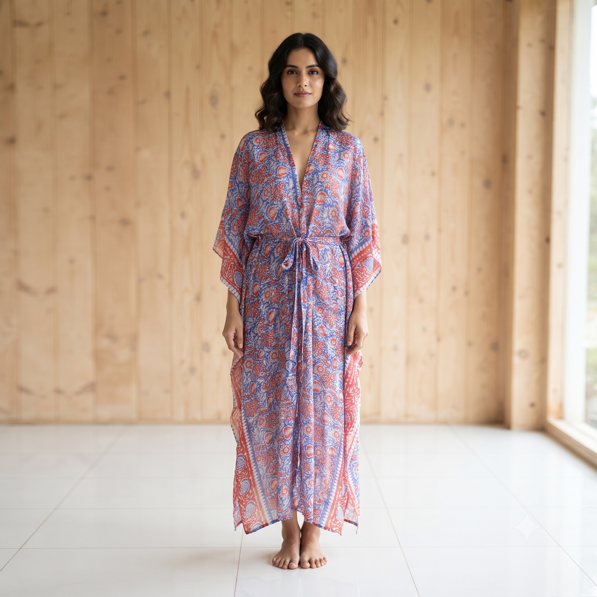 PRE-ORDER - Hand Block Print Long Kimono - 67210-0553