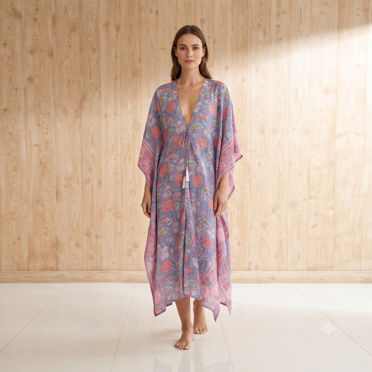PRE-ORDER - Hand Block Print Long Kimono - 67210-1302