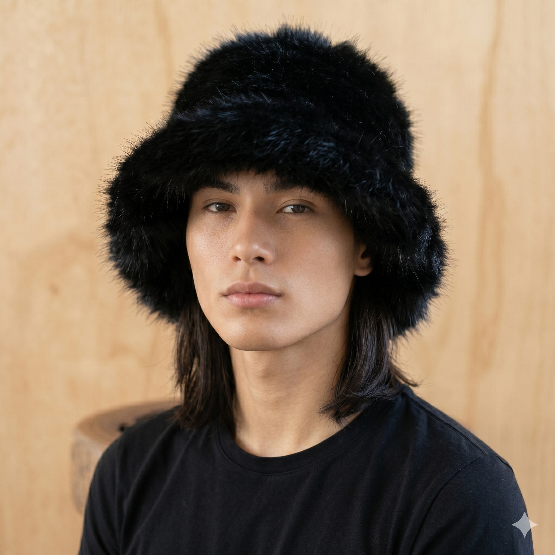 Extra Fluffy Faux Fur Bucket Hat Plain 7549