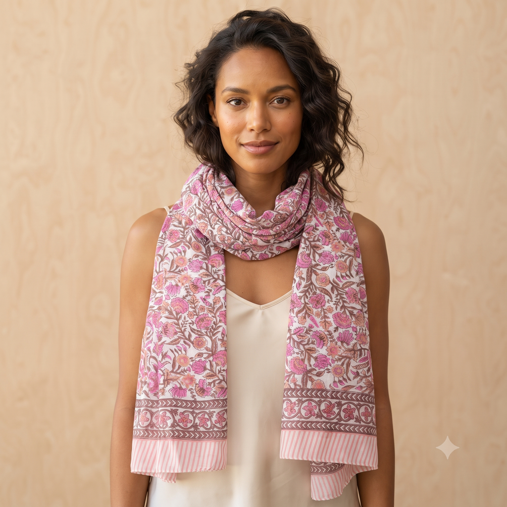 PRE-ORDER Indian Block Print Cotton Scarf 66446