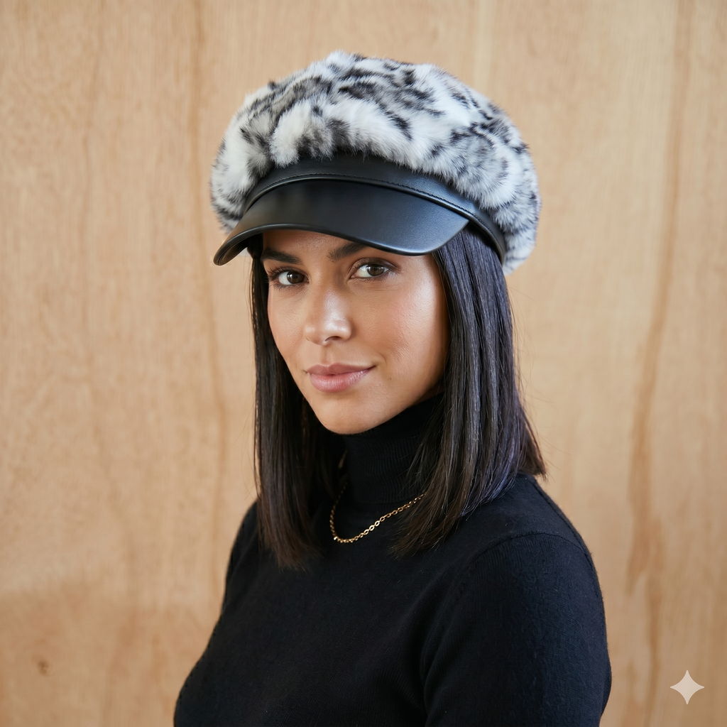 Faux Fur Leopard Cap Classic 7526