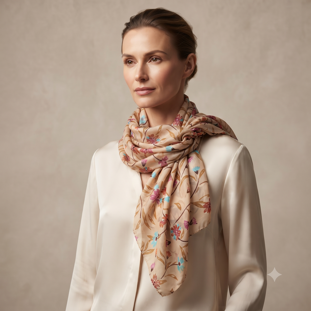 Oriental Floral Pure Silk Scarf PS 1093/L COL 4