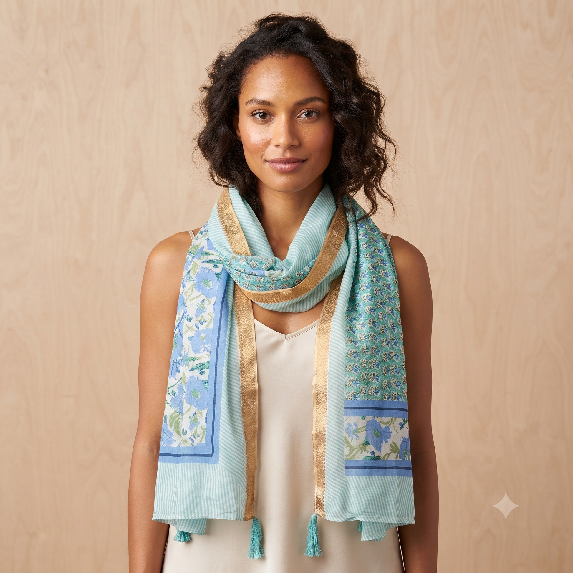 PRE-ORDER Indian Flowers Cotton Scarf 68135