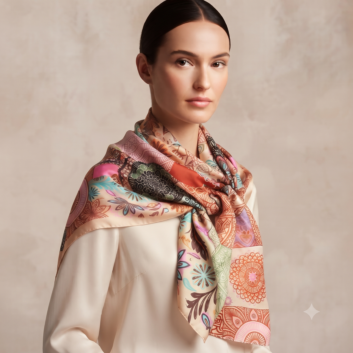 Patchwork Pattern Style Pure Silk Scarf PS 1170/L