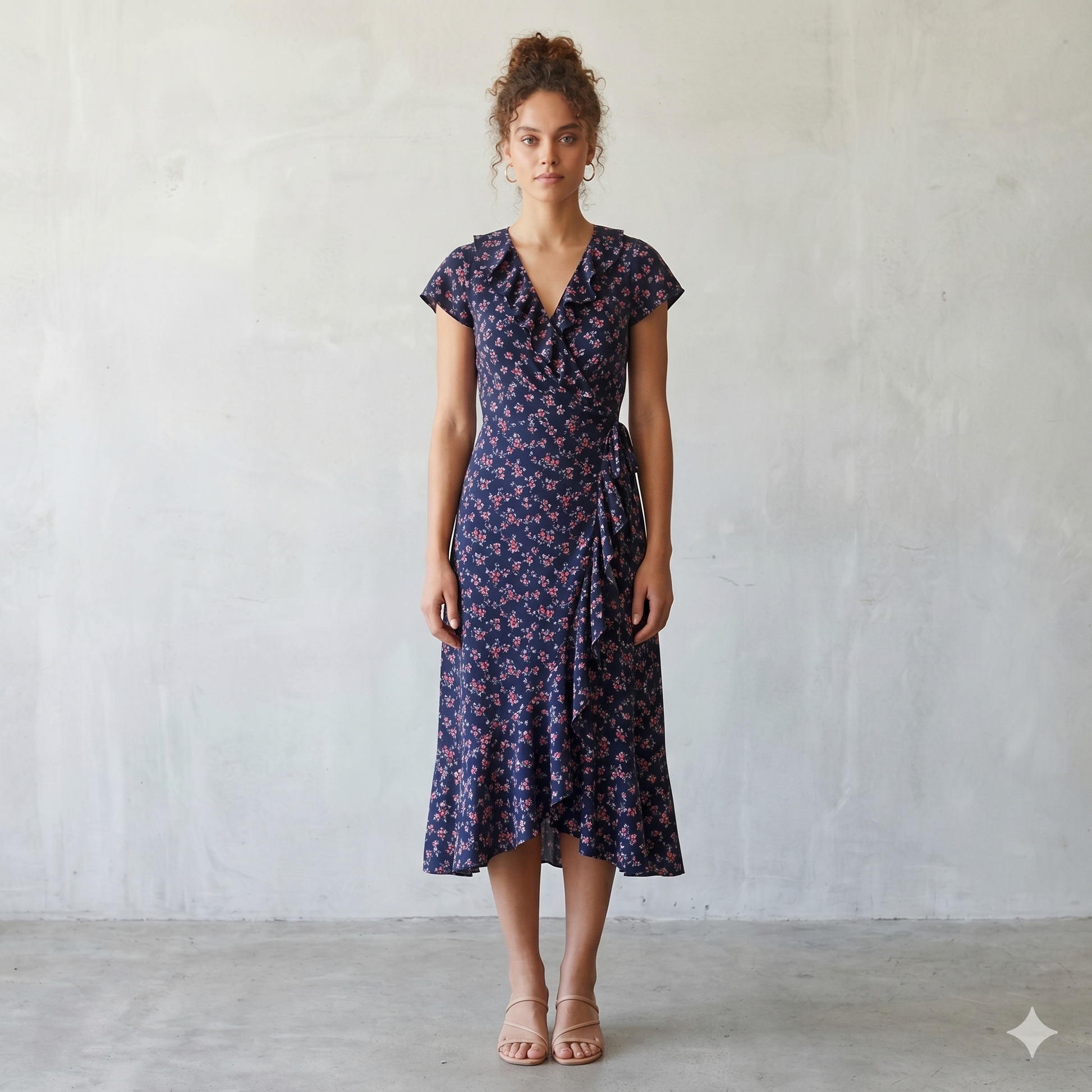 Long Viscose Dress Small Flowers 65841 Black