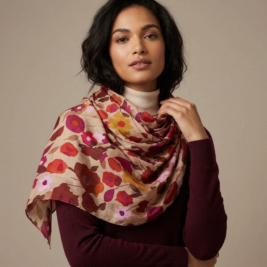 Raining Flowers Cotton Scarf 67133