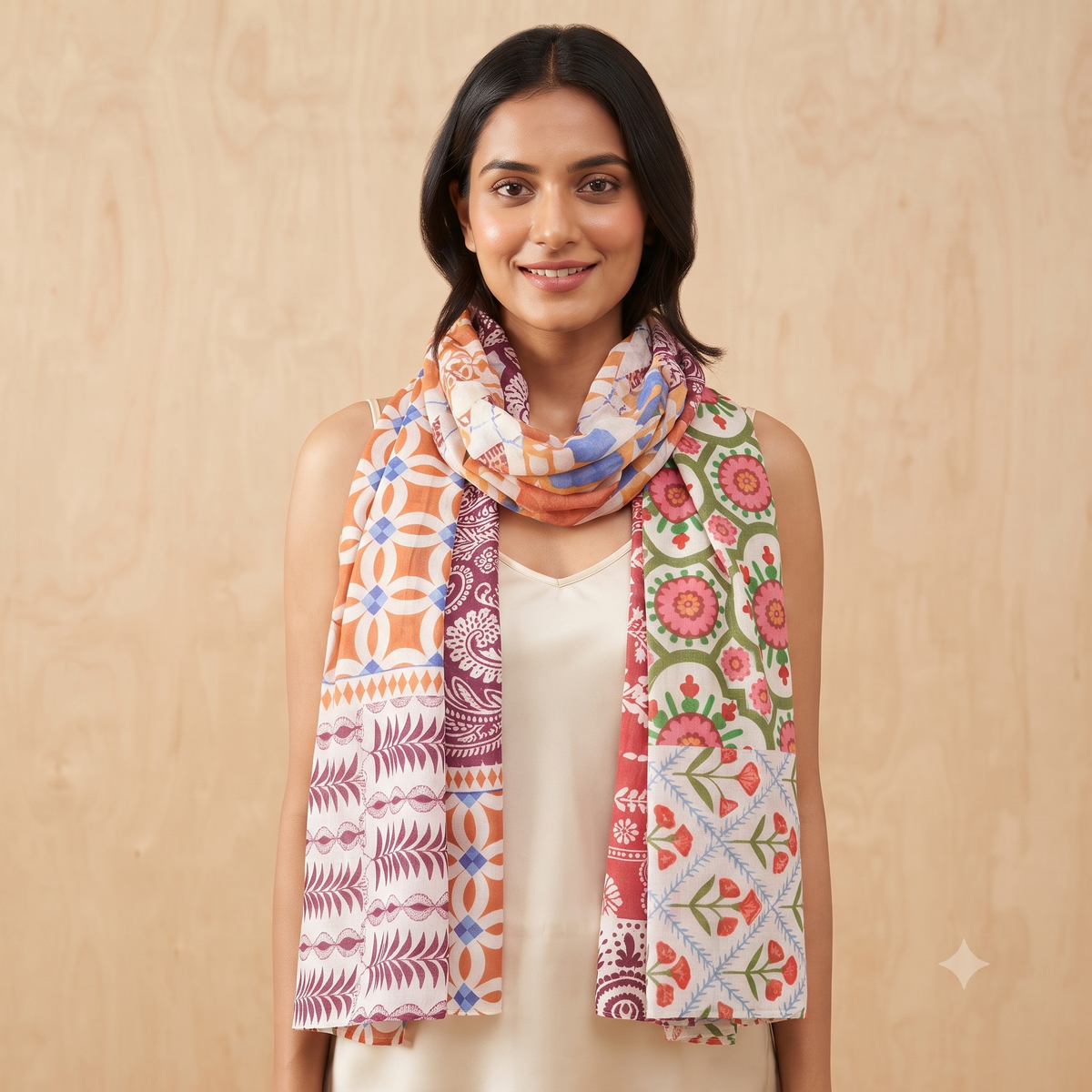 PRE-ORDER Mosaic Patch Cotton Scarf 68145