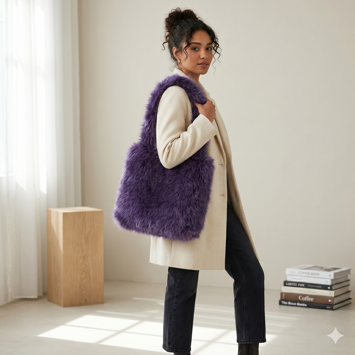 Faux Fur Tote Bag Plain BG2709