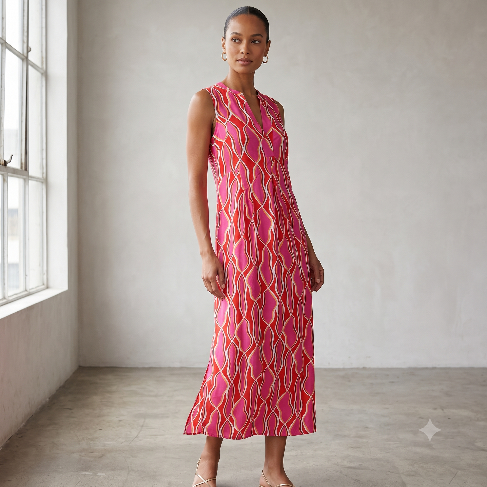 Printed Viscose Kimono Dress 65858 Swirls
