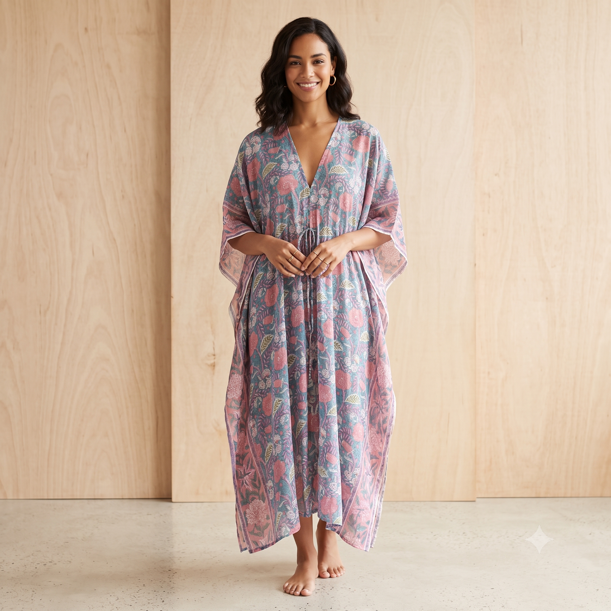 Hand Block Print Long Cotton Kimono 67210